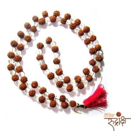 Original Rudraksh Mala 8MM – Rudraksha + Sphatik Mala | Lab Certified
