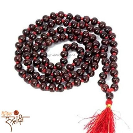 Unisex Adult Red Sandalwood Mala (Lal Chandan Mala) – 8mm Beads | Original 108+1 Rakht Chandan Mala| Lab Certified