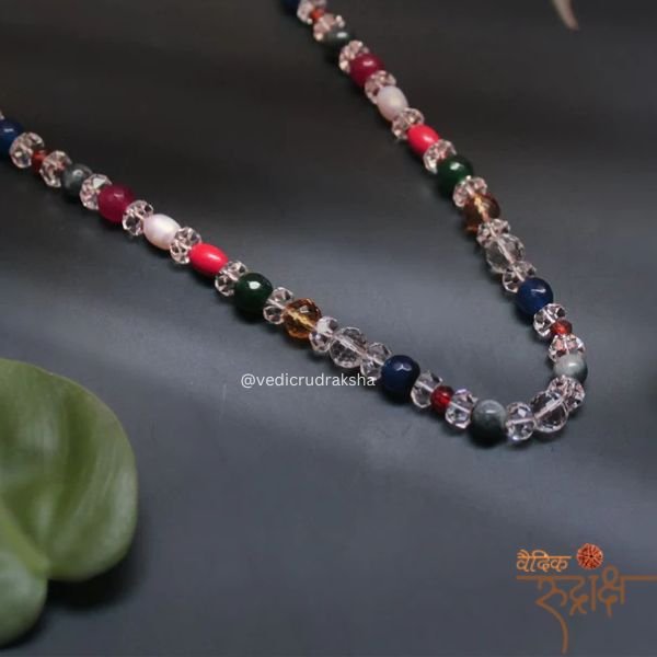 78-min-1.jpg Navratna Mala Semi Precious Stones – Lab Certified, Multicolor 108+1 Beads 🛍️ Product Content Package