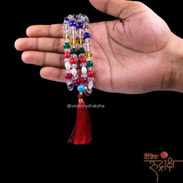 79-min-1.jpg Navratna Mala Semi Precious Stones – Lab Certified, Multicolor 108+1 Beads 🛍️ Product Content Package - Image 2