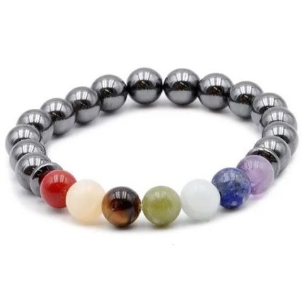 Natural Hematite Bracelet with 7 Chakra Stones | Healing & Protection